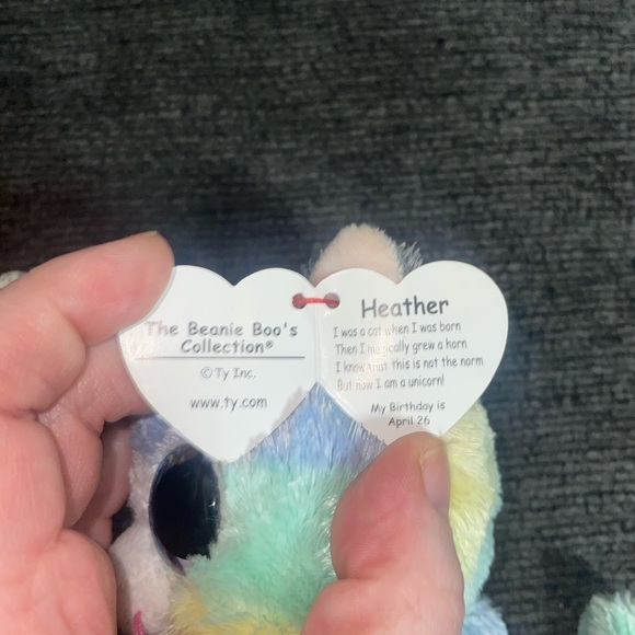 2 TY Beanie Boos Heather Unicorn cat & Muddles brown Dog 6” plush - Picture 5 of 6
